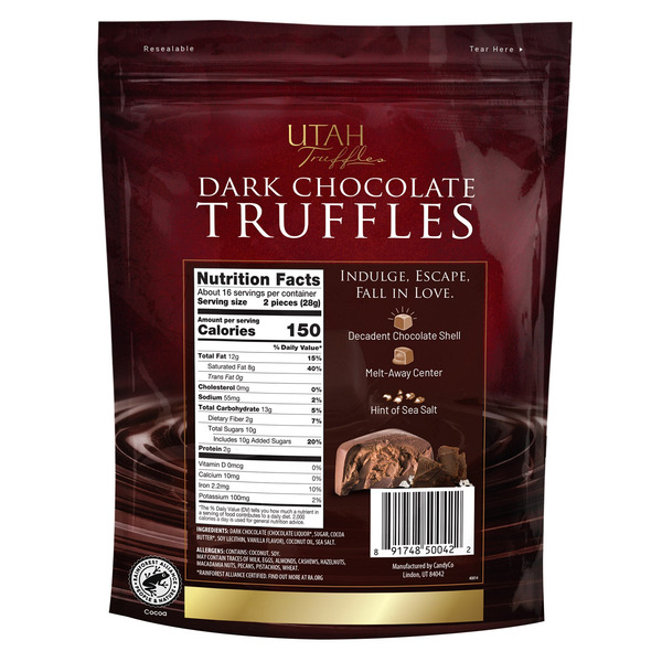 Utah Truffles Sea Salt Dark Chocolate, 16 oz