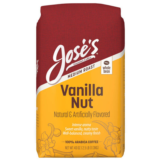 Jose's Vanilla Nut Whole Bean Coffee, 40 oz