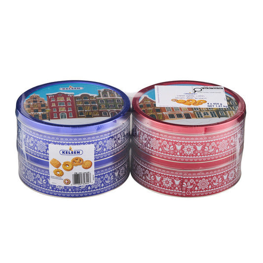 Kelsen Danish Butter Cookies 4-16 oz Holiday Tins