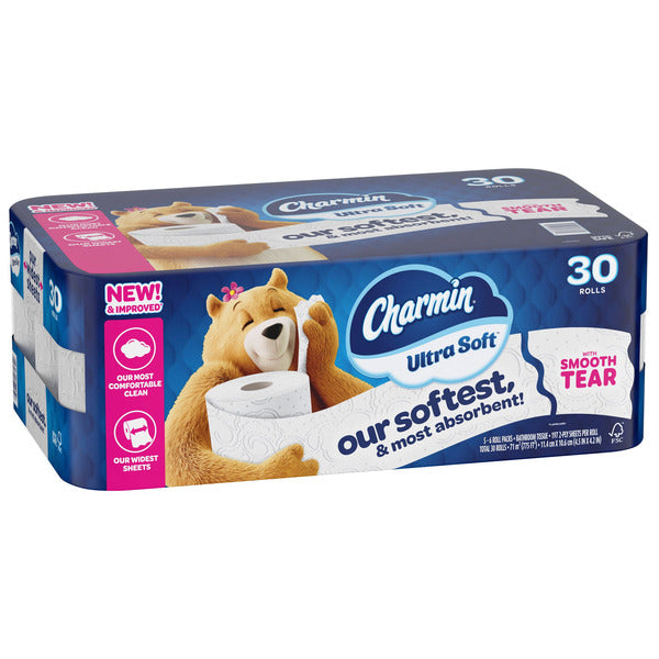 Charmin Ultra Soft Bath Tissue, 2-Ply, 4.5'' x 4.2'', 197 Sheets, 30 ct