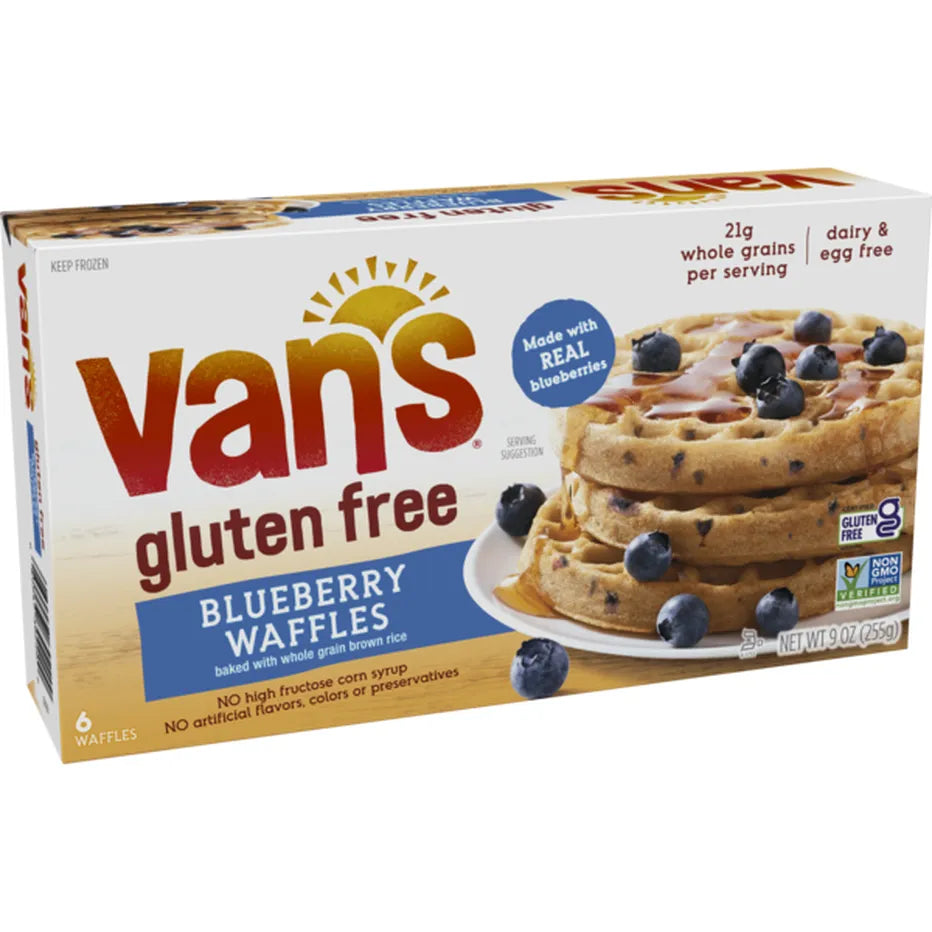 Van's Non-GMO, Gluten Free Blueberry Waffles, 9.5 oz, 6 Count (Frozen)