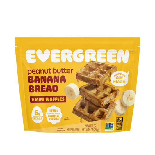 EVERGREEN - Peanut Butter Banana Bread mini Waffles Frozen - 9OZ