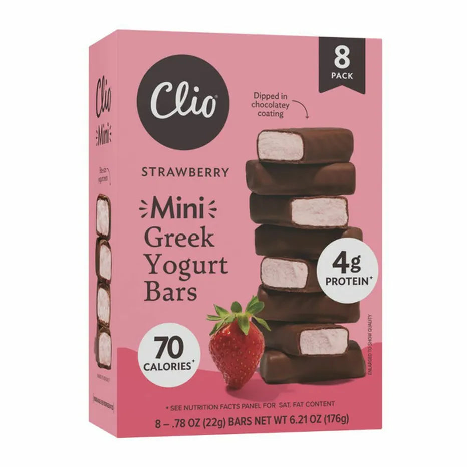 Clio Strawberry Dark Chocolate Covered Mini Greek Yogurt Bars 8 ct