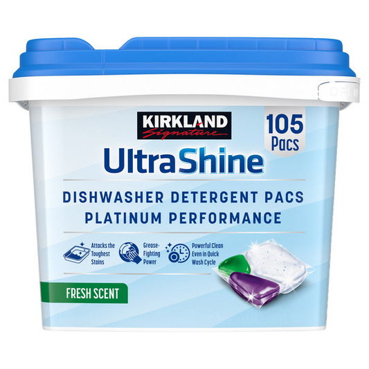 Kirkland Signature UltraShine Dishwasher Detergent Pacs, Fresh, 105-count