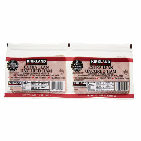 Kirkland Signature Extra Lean Uncured Ham, 24 oz, 2-count