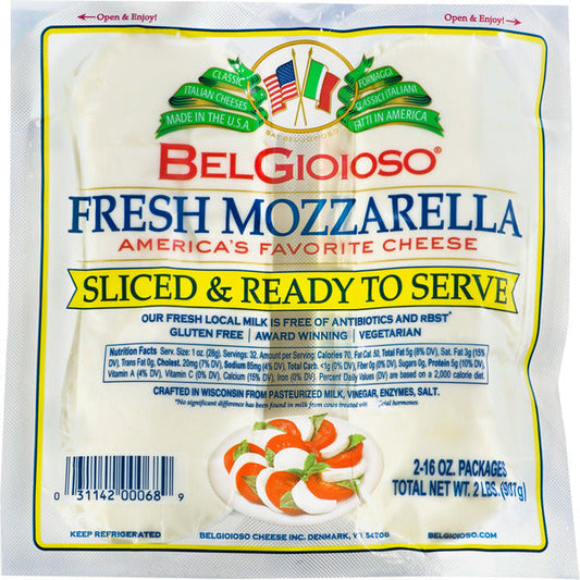 BelGioioso Fresh Mozzarella Cheese Slices, 16 oz, 2 ct
