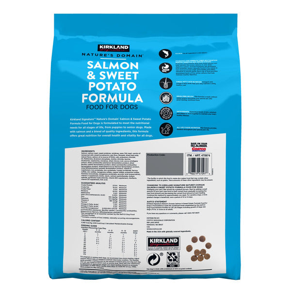 Kirkland Signature Nature's Domain Salmon & Sweet Potato Formula Dog Food, 35 lbs