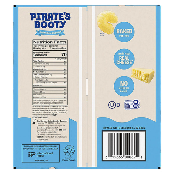 Pirate's Booty Aged White Cheddar Puffs 40 ct, 0.5 oz