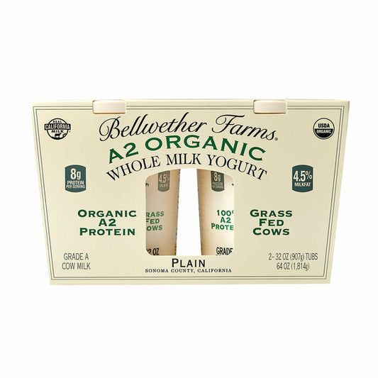 Organic Bellwether A2 Whole Milk Yogurt, 32 fl oz, 2-count