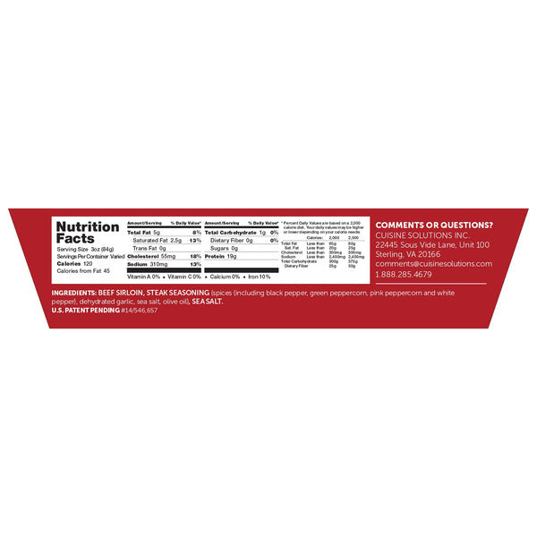 Cuisine Solutions Sliced Grass-Fed Beef Sirloin, ($13.99/lb)