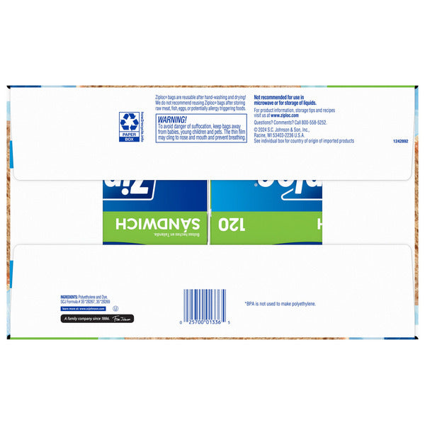 Ziploc Seal Top Bag, Sandwich, 480-count