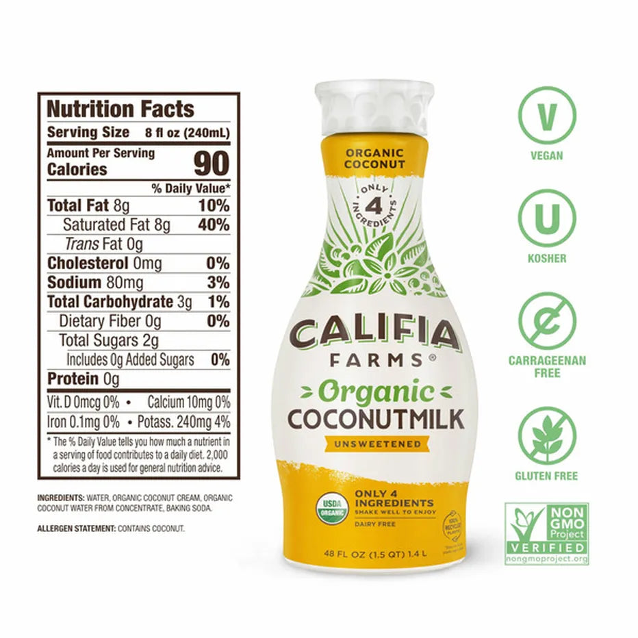 Califia Farms Organic Unsweetened Coconut Milk 48 fl oz