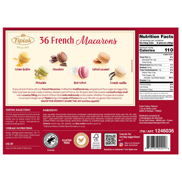 Tipiak French Macarons Variety Pack, 36-count