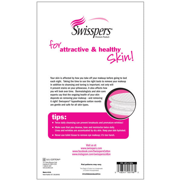 Swisspers Premium Hypoallergenic Cotton Rounds, 900-count