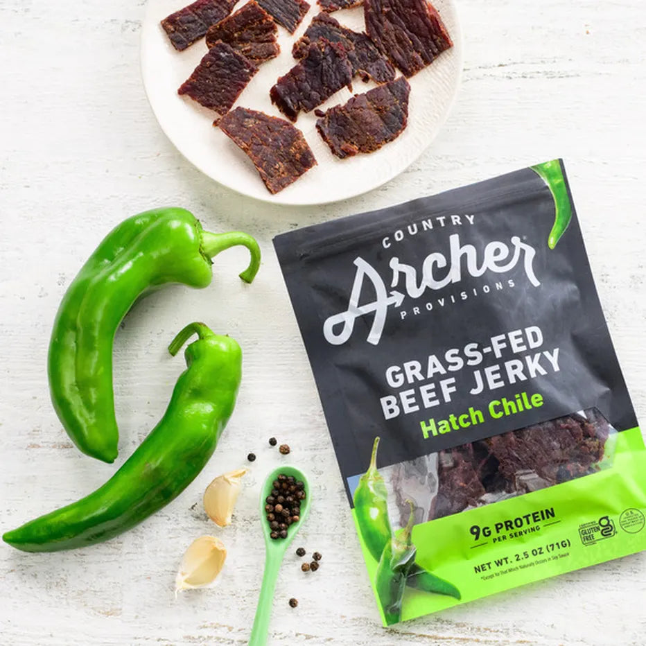 Country Archer Beef Jerky, Hatch Chile, Grass-Fed