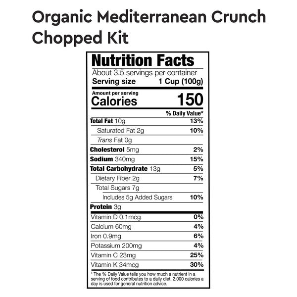 Taylor Farms Organic Mediterranean Bagged Chopped Salad Kit, 12 oz, 2-count