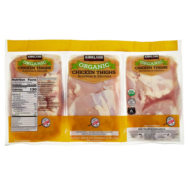 Kirkland Signature Organic Boneless Skinless Chicken Thighs, ($5.99/lb)