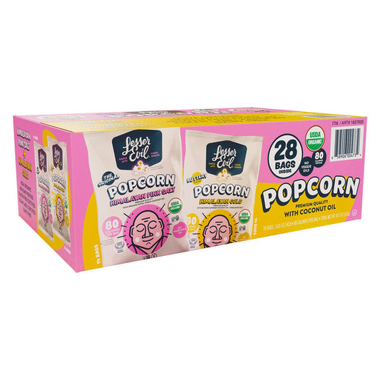 Lesser Evil Organic Popcorn Variety Vend Pack, 0.65 oz, 28-count