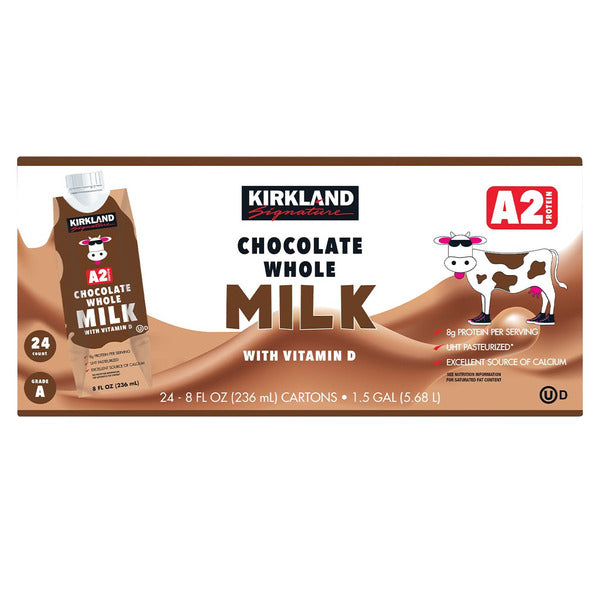 Kirkland Signature A2 Chocolate Milk, 8 fl oz, 24-count