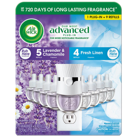 Airwick Scented Oils, 1 Plug-in + 9 Refills, Variety Pack, Assorted Scents