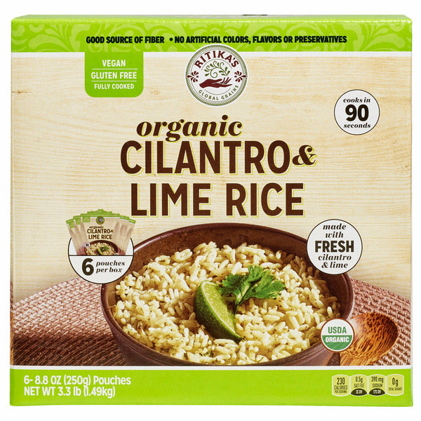 Ritika's Organic Cilantro & Lime Rice, 8.8 oz, 6-count