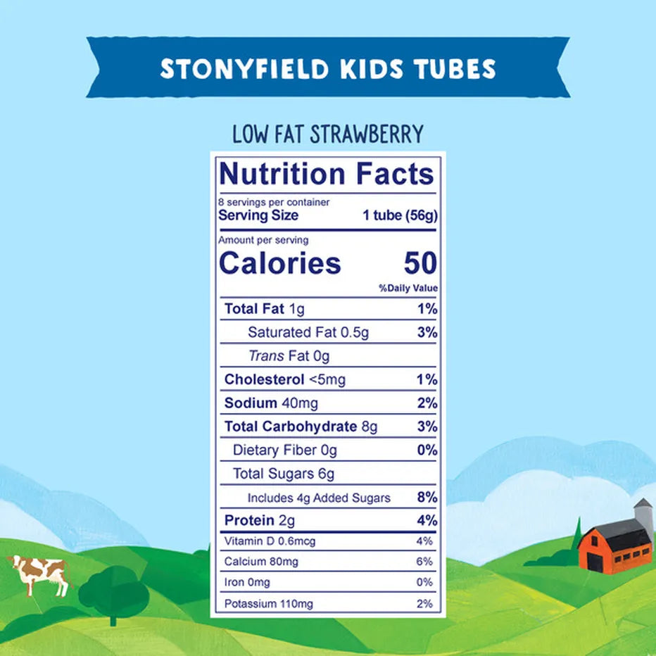 Stonyfield Organic Strawberry Lowfat Yogurt Tubes | 8 count