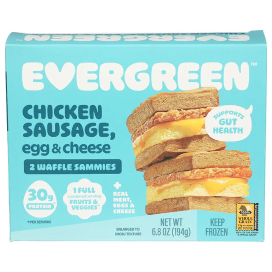 EVERGREEN - Chicken Sausage, Egg & Cheese Waffle Sammies