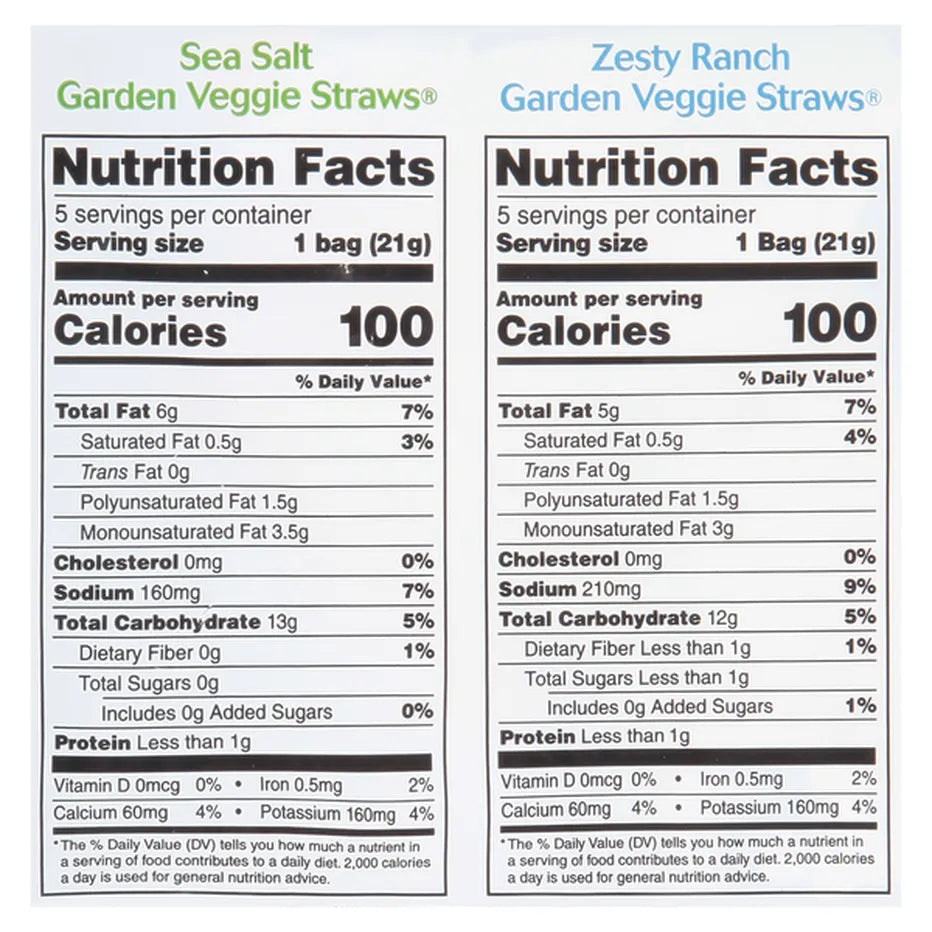 Sea Salt & Zesty Ranch Garden Veggie Straws - Variety Mix