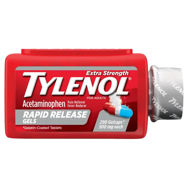 Tylenol Extra Strength Acetaminophen 500 mg, Pain & Fever Relief, 290 Rapid Release Gelcaps