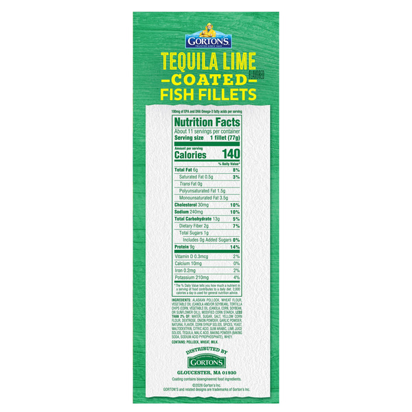 Gorton's Tequila Lime Coated Fish Fillets, 32.5 oz