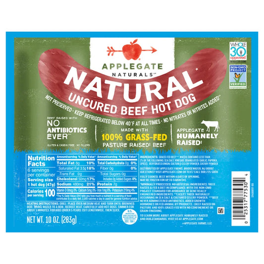 Applegate Natural Organic Uncured Beef Hot Dog 10oz