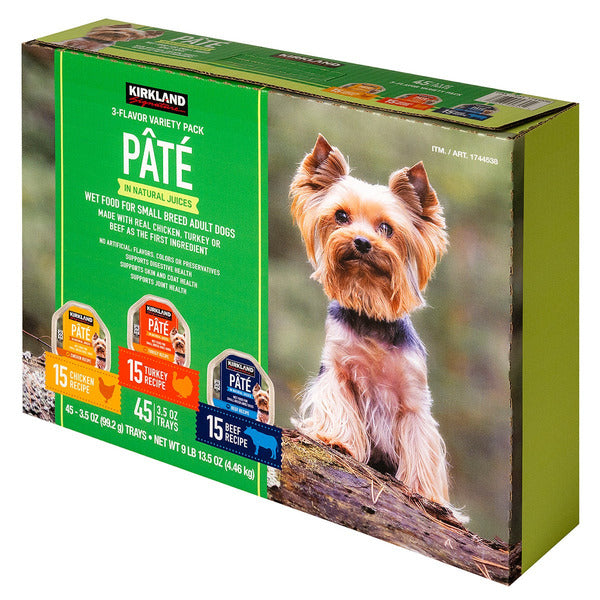 Kirkland Signature Pate Wet Dog Food Variety Pack, 3.5 oz, 45-count