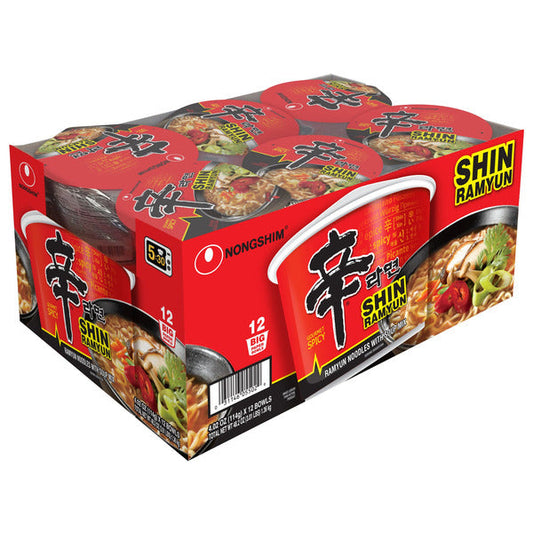 Nongshim Shin Ramyun Noodle Soup, Gourmet Spicy, 4.2 oz, 12 ct