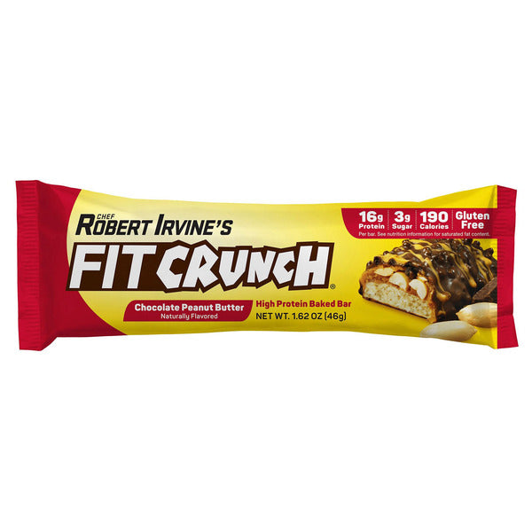 FITCRUNCH Protein Bars, 16g Protein, Chocolate Peanut Butter, 1.62 oz, 18-count