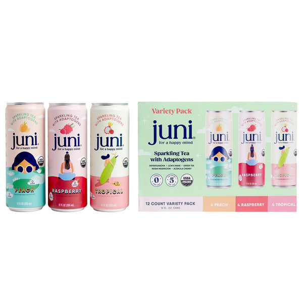 Juni Organic Sparkling Tea Variety Pack, 12 fl oz, 12-count