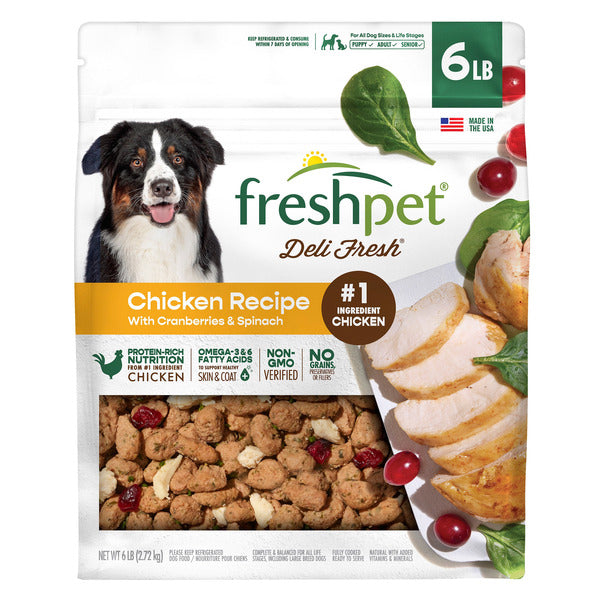 Freshpet Deli Fresh Dog Food, Chicken with Cranberries & Spinach, 6 lbs