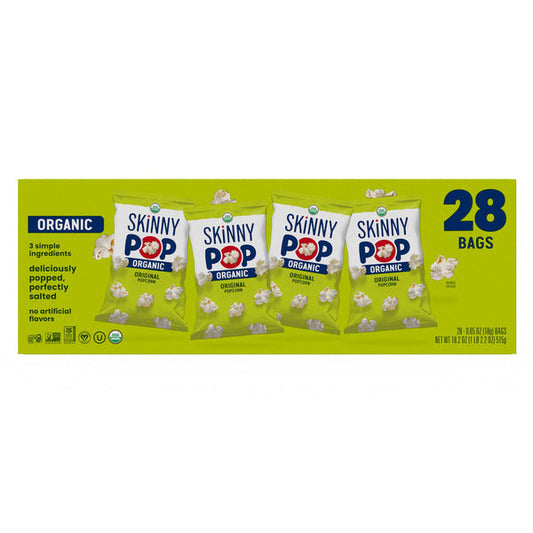 Skinny Pop Organic Popcorn, 0.65 oz, 28-count