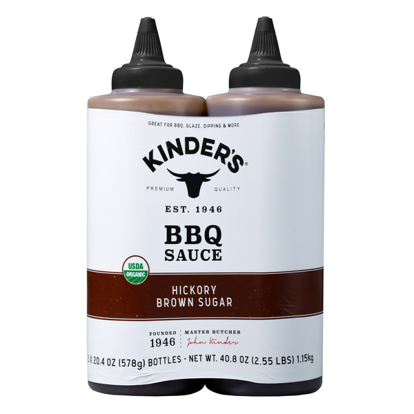 Kinder's Organic Hickory Brown Sugar BBQ Sauce, 20.4 oz, 2-count