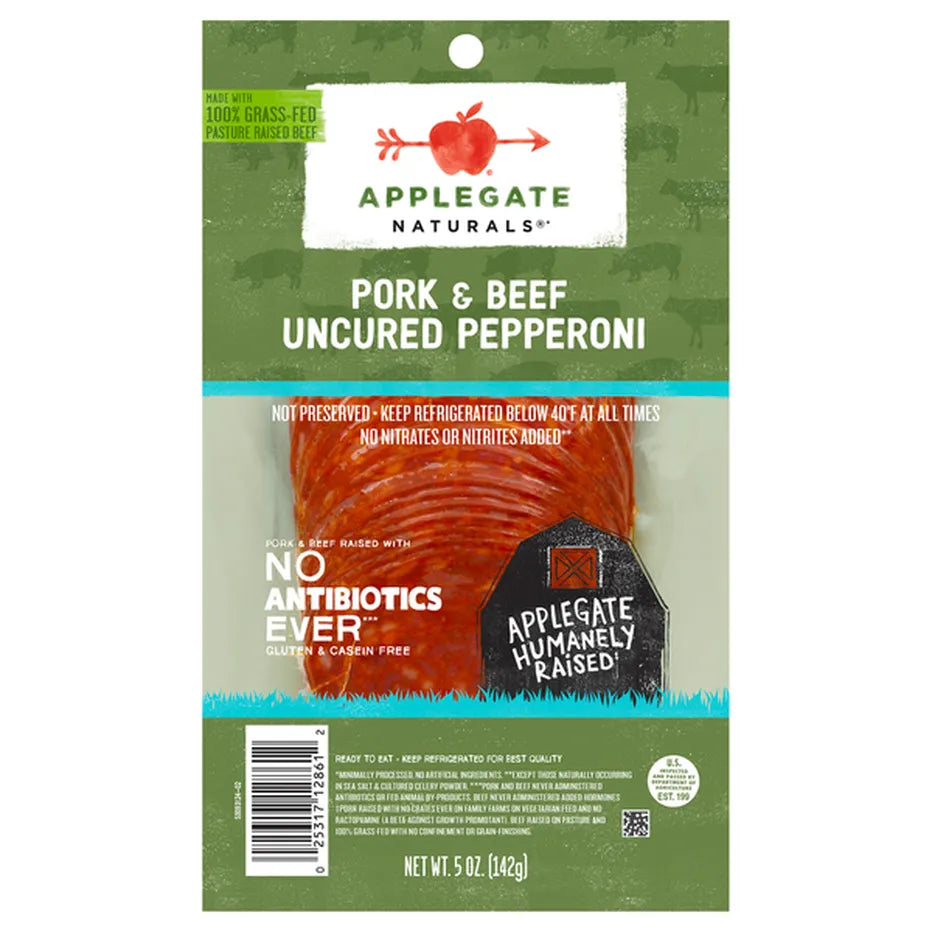 Applegate Sliced Uncured Pork & Beef Pepperoni 4oz