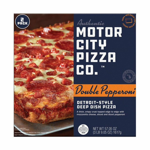 Authentic Motor City Pizza Co Detroit-Style Deep Dish Pizza, Double Pepperoni, 2-count