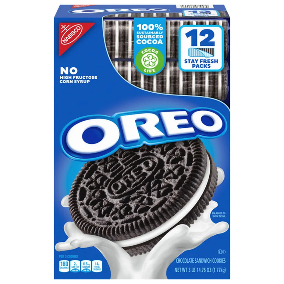 OREO Chocolate Sandwich Cookies, Stay Fresh Packs, 12 Count