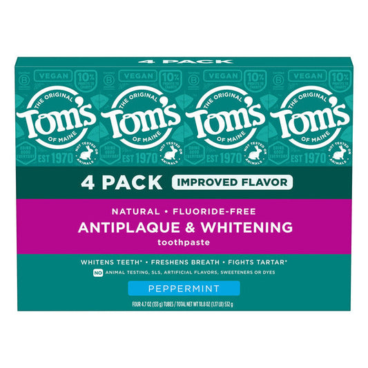 Tom's of Maine Antiplaque and Whitening Toothpaste, 4.7 oz, 4-pack