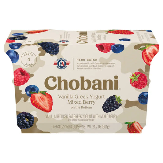 Chobani® Vanilla Greek Yogurt Mixed Berry - 4pk - 5.3oz