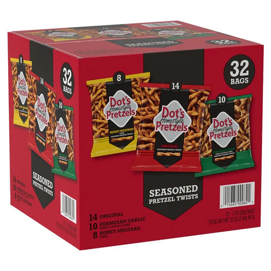Dot’s Homestyle Seasoned Pretzel Twists, Variety Pack, 1 oz, 32 ct