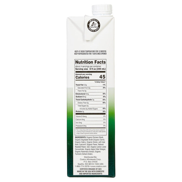 Kirkland Signature Organic Chicken Bone Broth 32 oz, 6-count