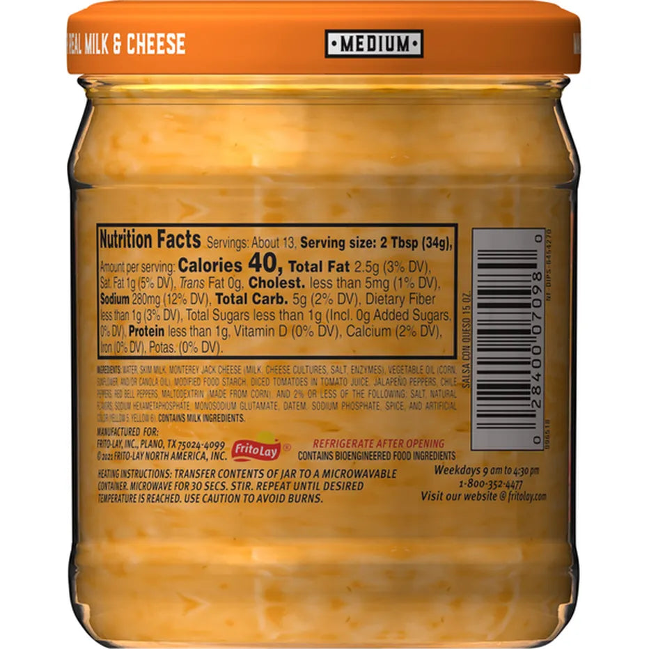 Tostitos Salsa Con Queso Medium 15 oz