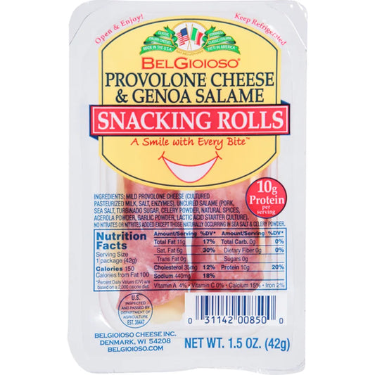 BelGioioso Snacking Rolls Provolone Cheese & Genoa Salame 12 ct, 1.5 oz