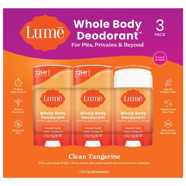 Lume Whole Body Deodorant, 2.6 oz, 3 Pack