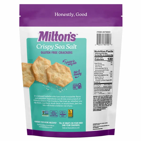 Milton's Gluten Free Crispy Sea Salt Baked Crackers, 20 oz