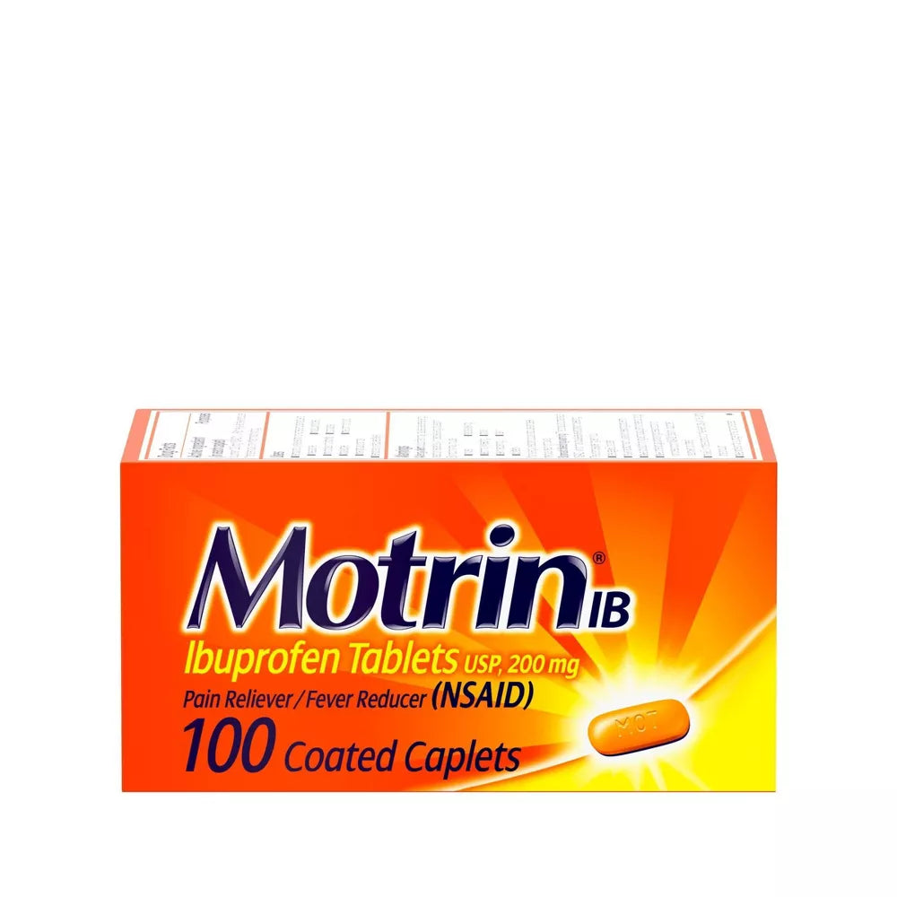 Motrin IB Pain Reliever & Fever Reducer Tablets Ibuprofen, 100 Count